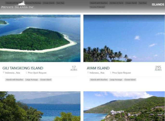 Pulau-pulau yang dijual di situs online (FOTO: ist)