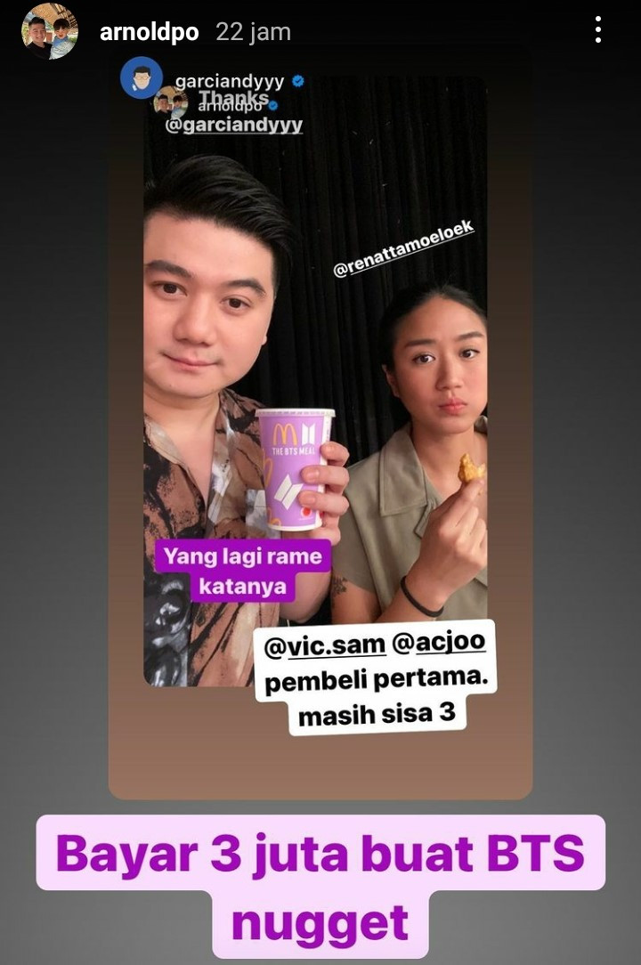 Chef Arnold ngaku bayar BTS Meal Rp3 Juta. (Foto: MNC Media)