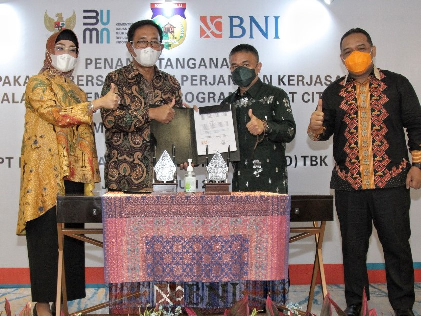 Penandatanganan Mou antara BNI dan Pemkot Palu. (Foto: MNC Media)