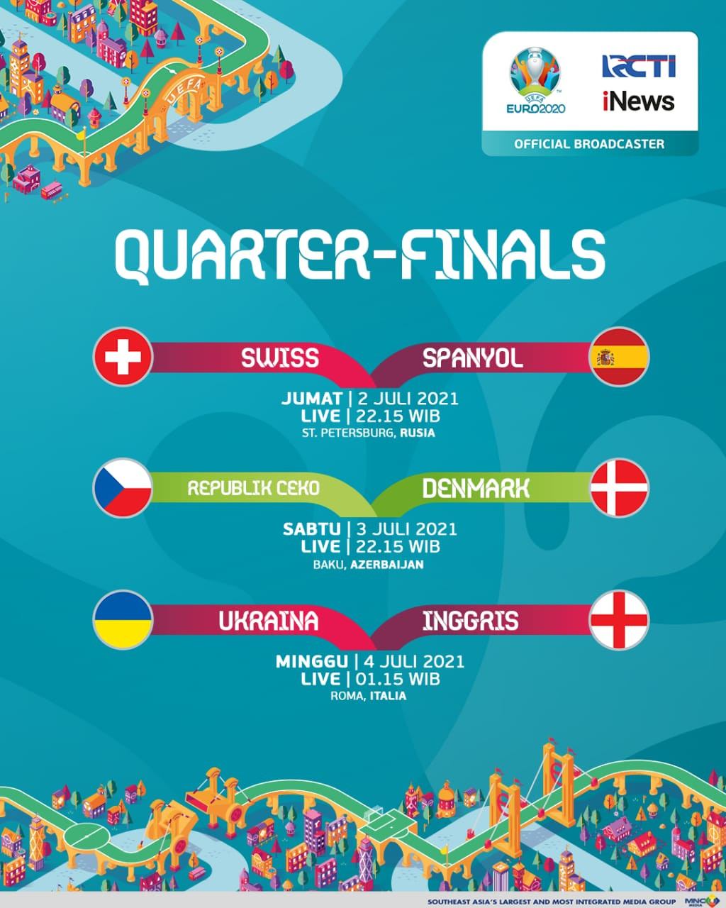 Jelang Perempat Final UEFA EURO 2020, Audience Share iNews MelesatÂ  (Dok.MNC Media)