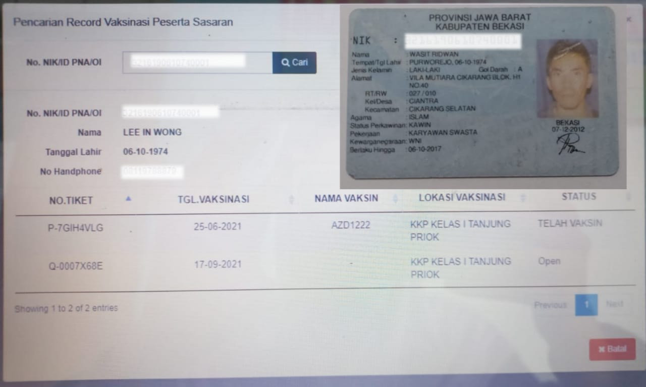 Warga Bekasi Tak Bisa Vaksin Karena NIK Dipakai WNA, Ternyata Ini Sebabnya. (Foto: MNC Media)