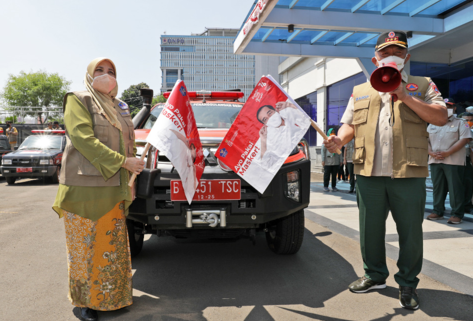 Badan Nasional Penanggulangan Bencana dan Satuan Tugas Penanganan COVID-19 meluncurkan  Mobil Masker Untuk Masyarakat. (Foto: MNC Media)