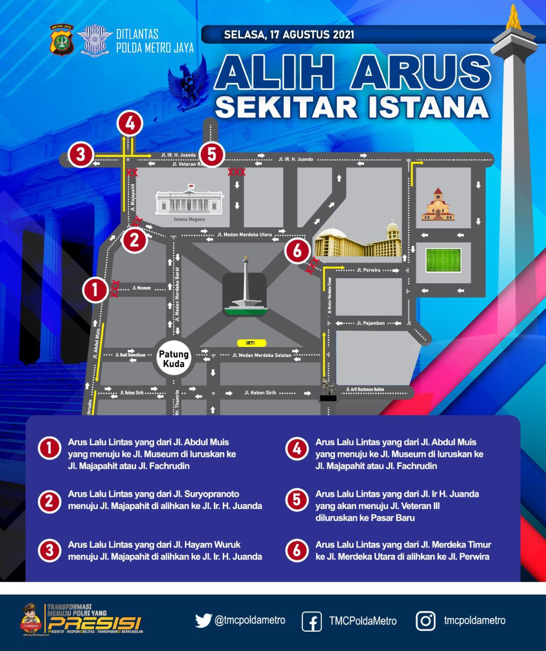 Lalu Lintas di Sekitar Istana Merdeka Dialihkan saat Upacara Kemerdekaan, Berikut Titiknya (Dok.MNC Merdeka)