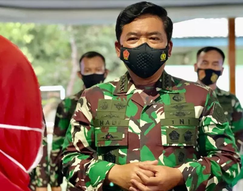 Panglima TNI Marsekal Hadi Tjahjanto menyampaikan bahwa terjadi penurunan angka kasus konfirmasi  positif COVID-19 di Indonesia. (Foto: MNC Media)