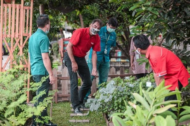 Christophe Piganiol, Presiden Direktur PT Anugerah Pharmindo Lestari (APL),  dan tim manajemen APL  menanam pohon kurangi jejak karbon. (Foto: APL)