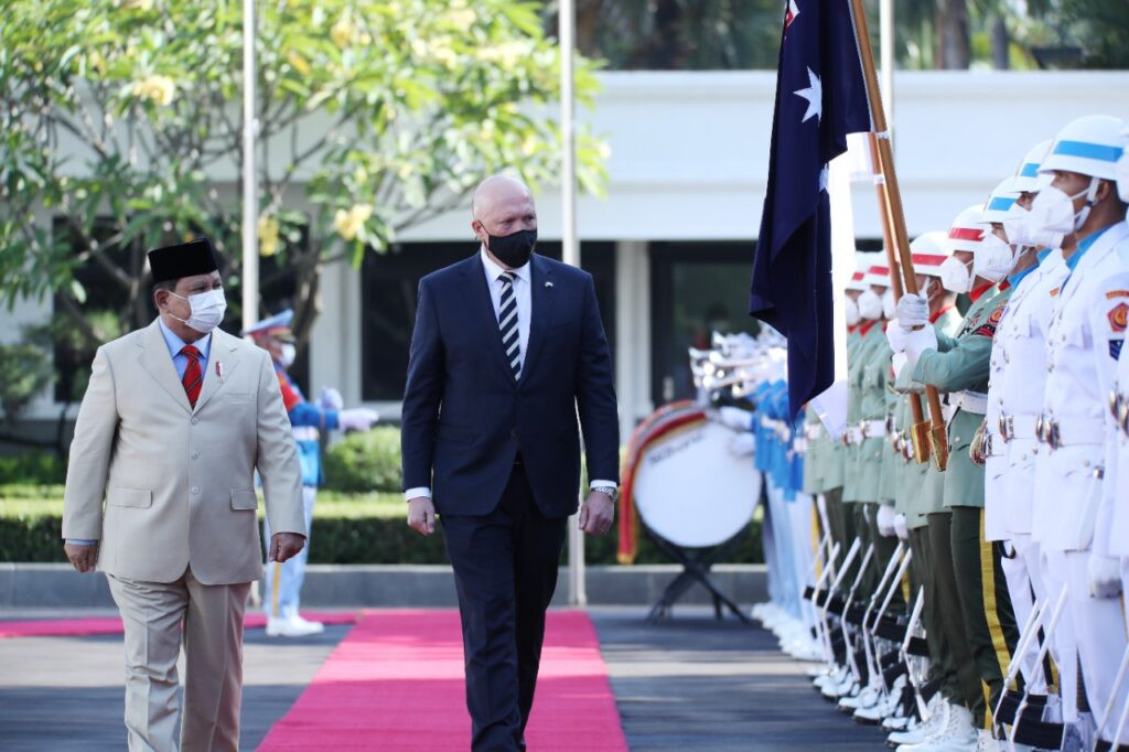 Menteri Pertahanan (Menhan) Prabowo Subianto menerima kunjungan kehormatan Menteri Pertahanan Australia Peter Dutton, Kamis (9/9/2021).  (Foto: MNC Media)