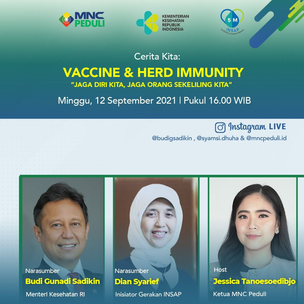 Menkes dan Jessica Tanoesoedibjo Bahas Vaksin & Herd Immunity di IG Live MNC Peduli (FOTO: MNC Media)