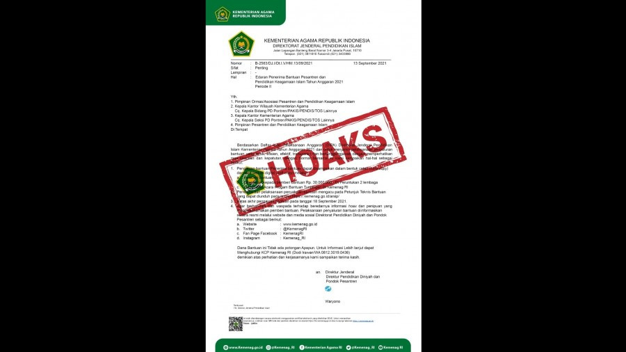 Awas Hoaks Edaran Penerima Bantuan Pesantren, Kemenag: Abaikan Saja (Dok.MNC Media)