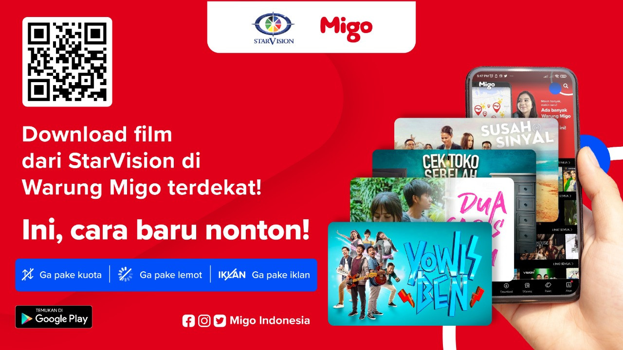 Migo bekerja sama dengan Starvision menyajikan 75 film-film hiburan Tanah Air yang dapat diakses dengan mudah oleh jutaan masyarakat Indonesia. (Foto: MNC)