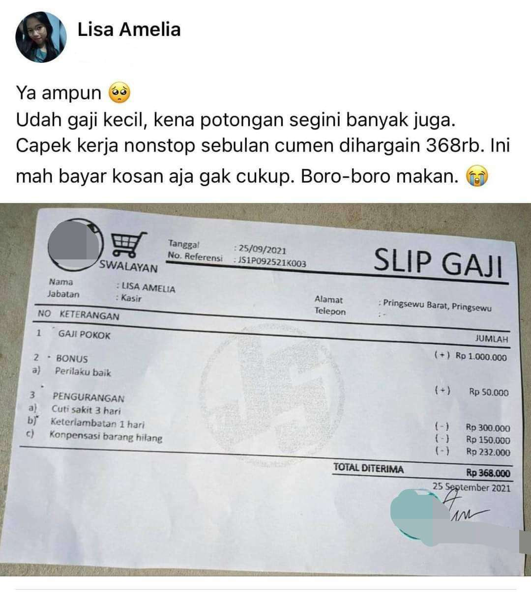 Viral Slip Gaji Pegawai Swalayan di Pringsewu, Kemnaker: Itu Hoaks! (FOTO: MNC Media)