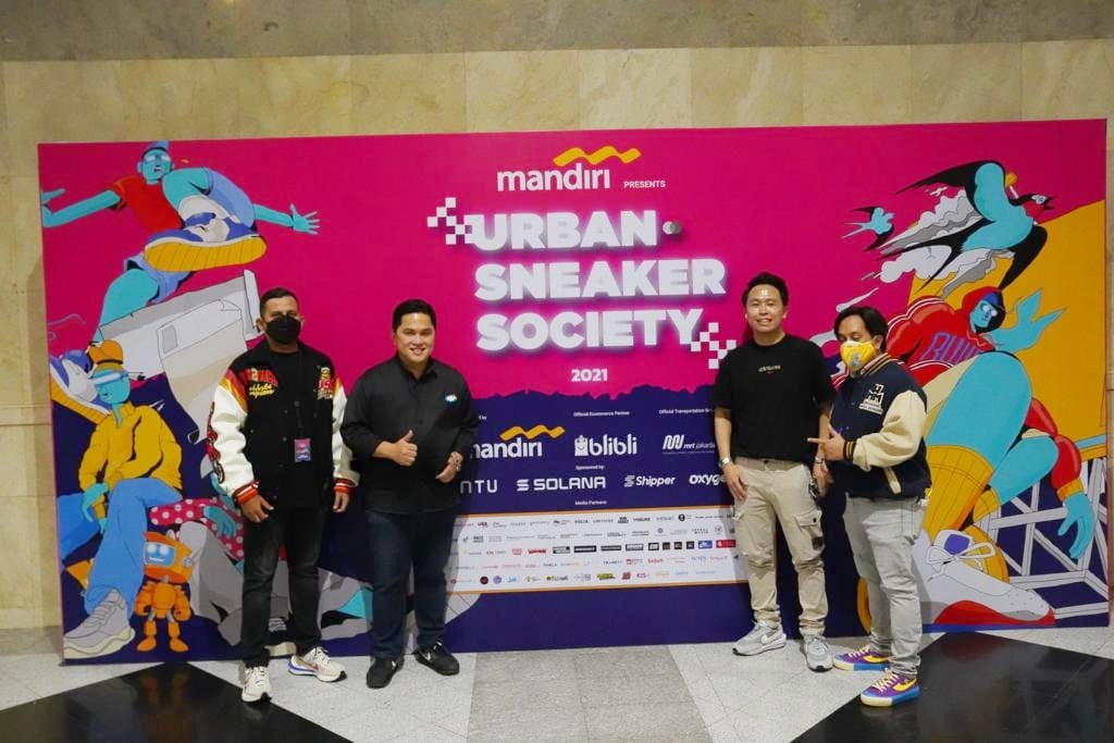 Datangi Urban Sneaker Society, Erick Thohir: Anak Muda Harus Berani Berkarya. (Foto: Bank Mandiri/Advertorial)