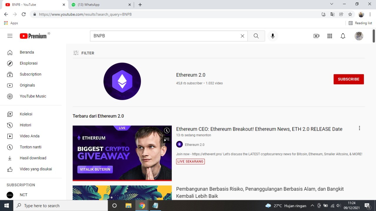 Youtube BNPB Mendadak Berubah Jadi Ethereum 2.0, Kok Bisa?  (Dok.MNC Media)