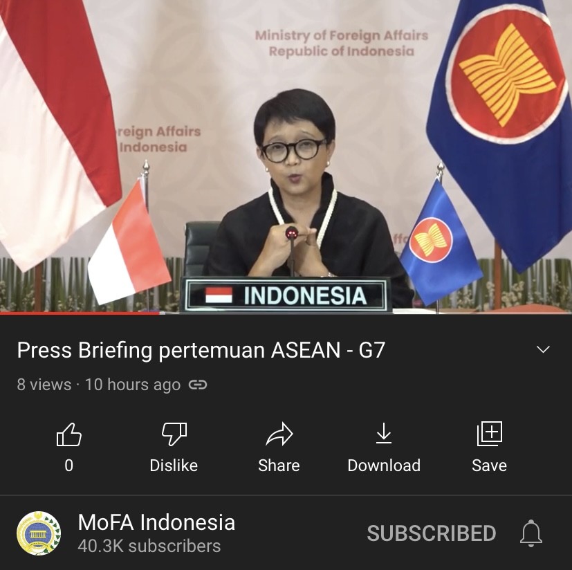 Menlu RI Bahas Kesetaraan Akses Vaksin dan Arsitektur Kesehatan di Forum ASEAN-G7 (Dok.MNC Media)