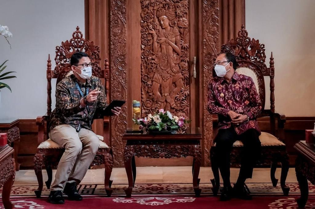 Temui Gubernur Koster, Sandiaga Uno Ingin Percepat Pemulihan Parekraf Bali (FOTO: MNC Media)