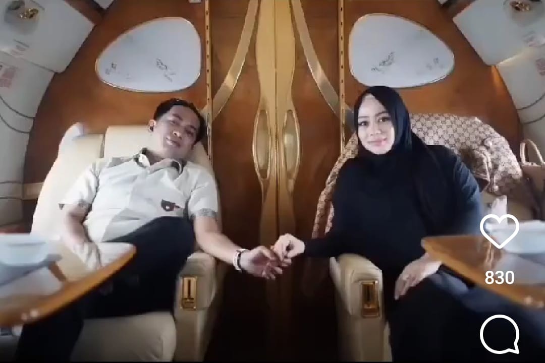 Sebuah video yang menampilkan Bupati Penajam Paser Utara  Abdul Gafur Mas'ud bersama keluarganya naik pesawat jet pribadi viral. (Foto: Tangkapan layar)
