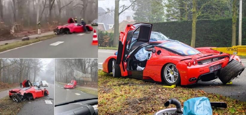 Bikin Elus Dada, Ferrari Enzo Seharga Rp43 Miliar Ringsek Tabrak Pohon. (Foto: MNC Media)