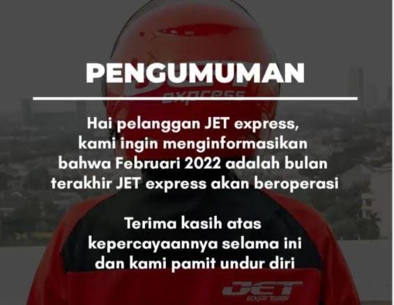 Berhenti Beroperasi di Akhir Februari 2022, JET Express: Terima Kasih, Kami Pamit (FOTO: Web JET express)