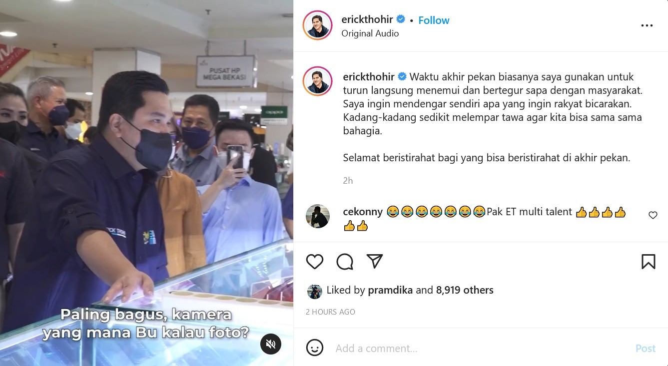 Nikmati Akhir Pekan, Begini Kebiasan Erick Thohir saat Tegur Sapa Masyarakat. (Foto: MNC Media)