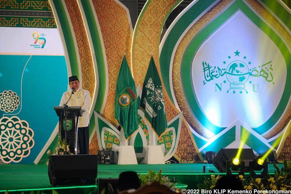 Hadiri Harlah NU, Airlangga Ungkap Bantuan untuk Petani Rp30 Juta Per Hektare. (Foto: MNC Media)