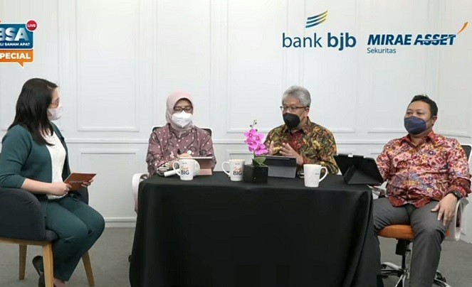 Jajaran direksi bank bjb saat menjadi pembicara pada live Youtube Mirae Asset 