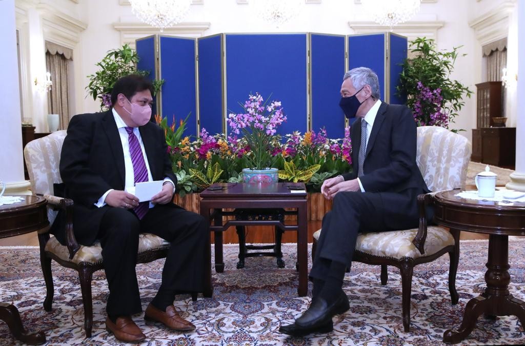 Bertemu PM Lee Hsien Loong di Bali, Airlangga Apresiasi Singapura (FOTO: MNC Media)