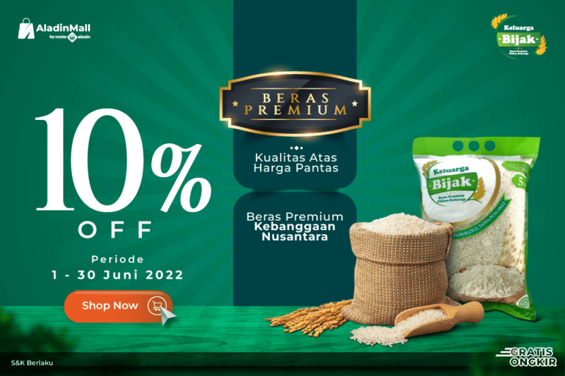 Beras Keluarga Bijak Kualitas Premium, Ada Diskon Khusus di AladinMall (Dok.MNC)
