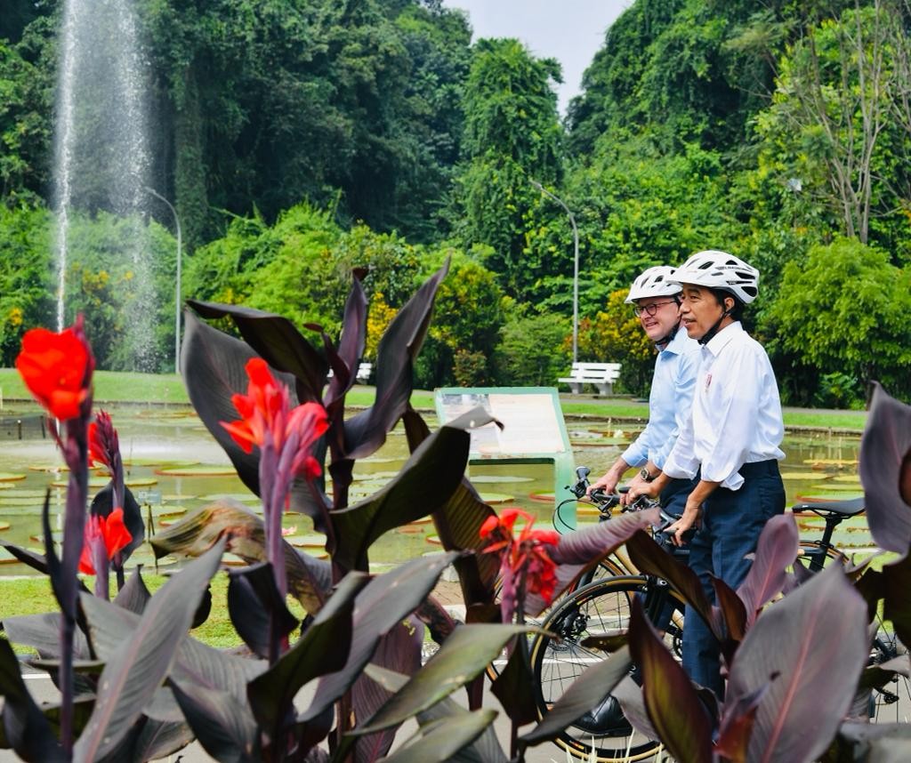Diajak Keliling Naik Sepeda Bambu Bareng Jokowi, Begini Kesan PM Australia. (Foto: MNC Media)