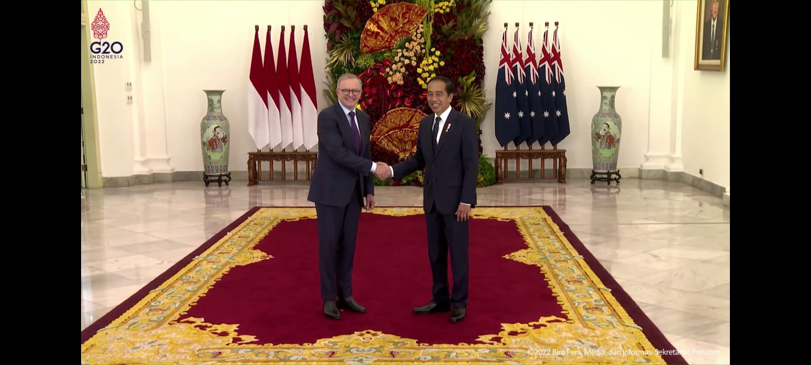 Perdana ke Indonesia, PM Australia Disambut Ramah Oleh Jokowi di Istana Bogor. (Foto: MNC Media)
