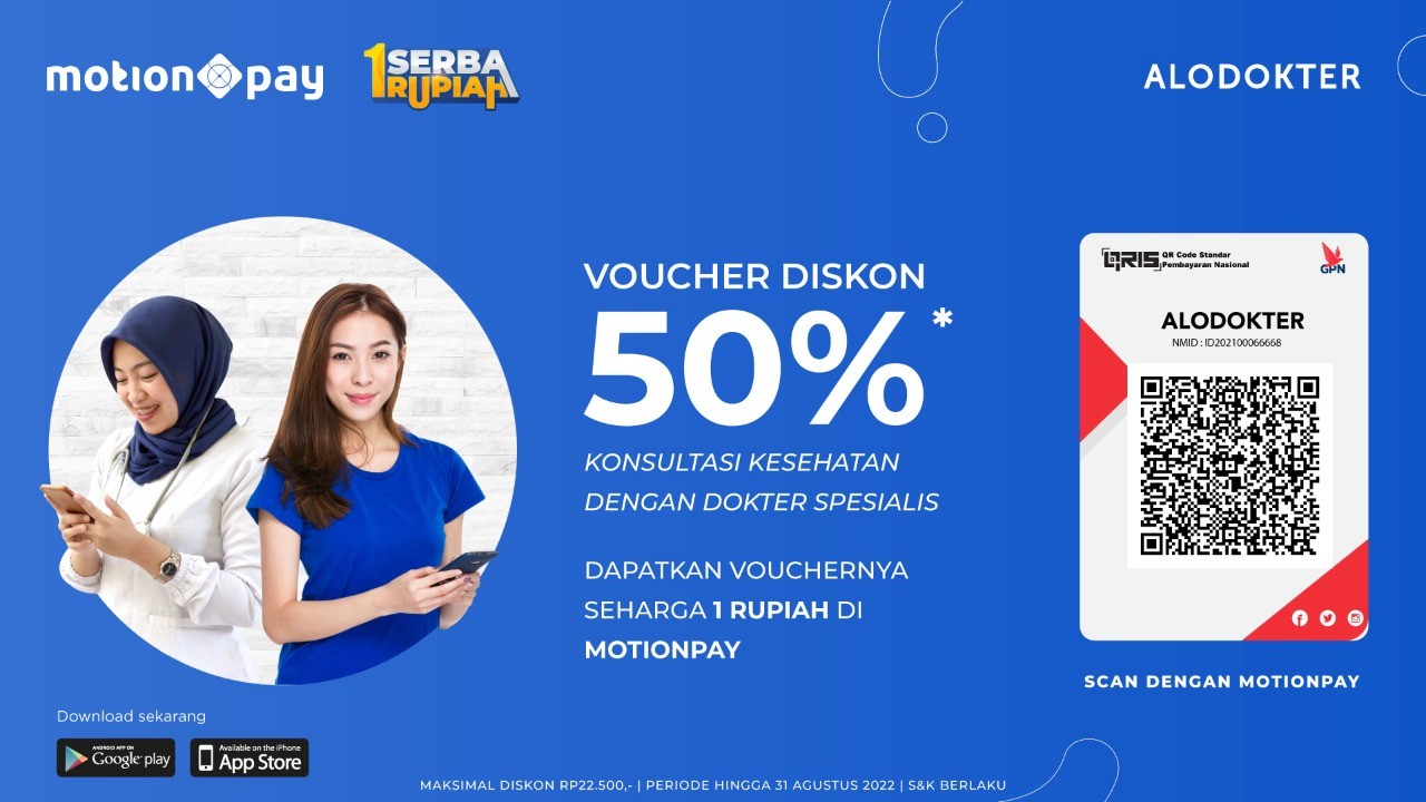 Serba 1 Rupiah! Dapatkan Voucher Diskon 50 Persen ALODOKTER di Aplikasi MotionPay! (foto: MNC Media)