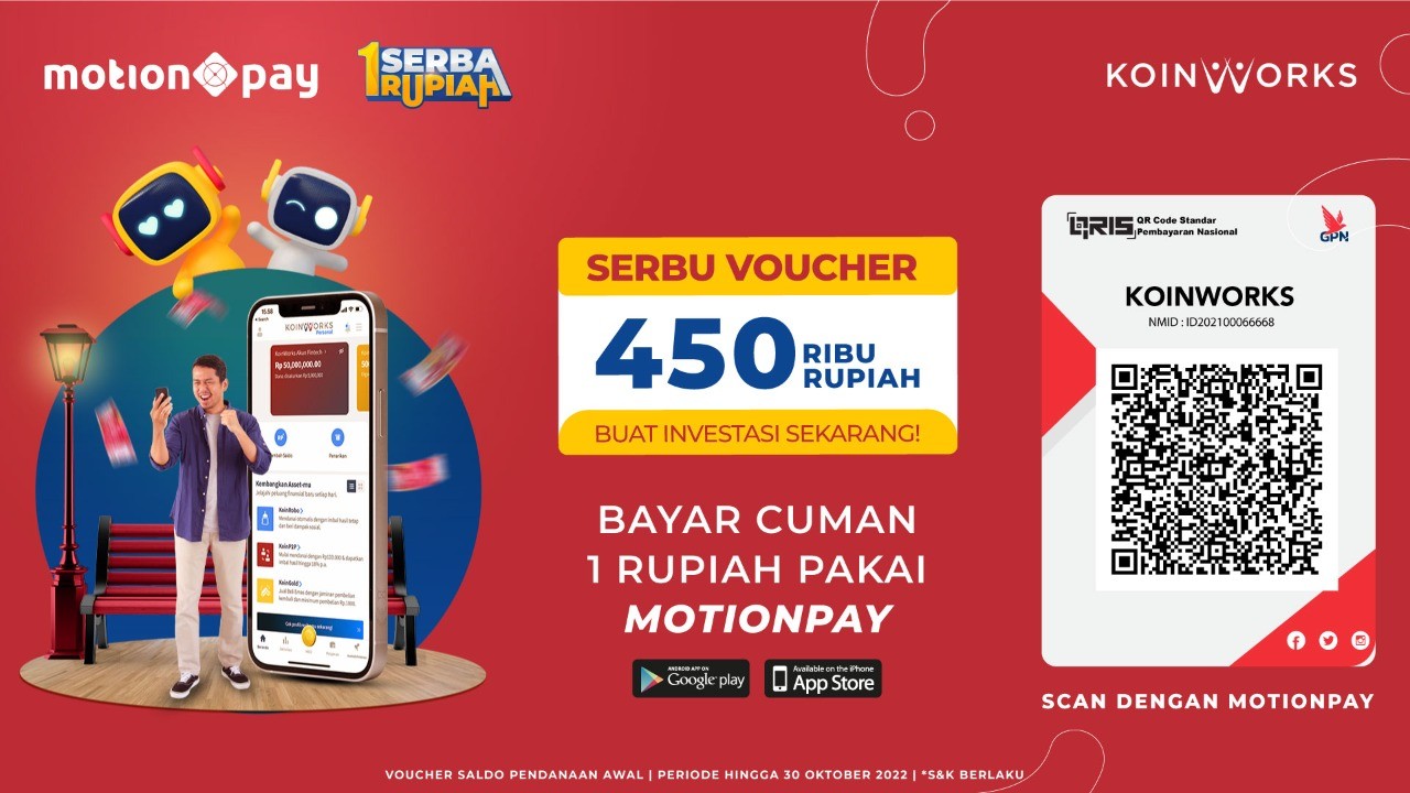Bayar Rp1 di MotionPay, Dapat Modal Investasi Rp450 Ribu dari KoinWorks (Dok.MNC)