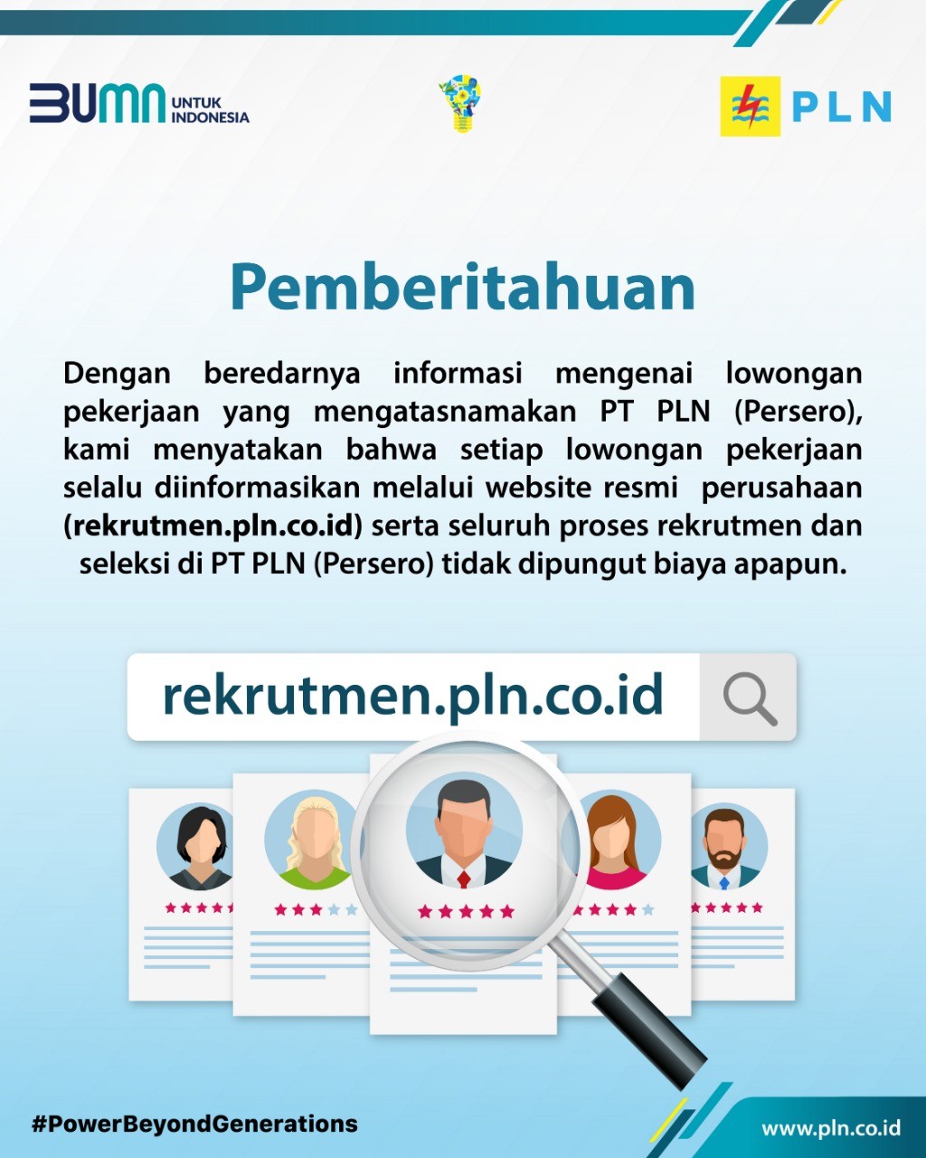 Hati-hati Penipuan! Ini Link Resmi Rekrutemen Karyawan PLN. (Foto: PLN)