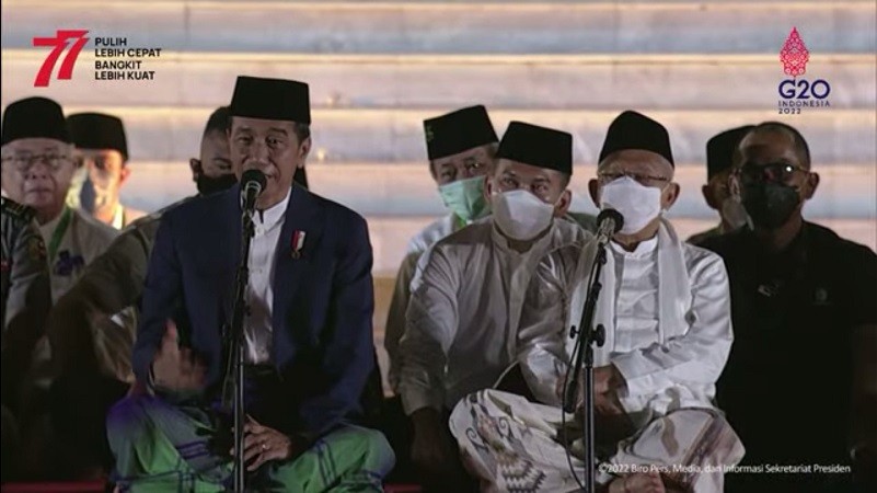 Presiden Joko Widodo (Jokowi) merasa beruntung memiliki wakil presiden KH Ma'ruf Amin