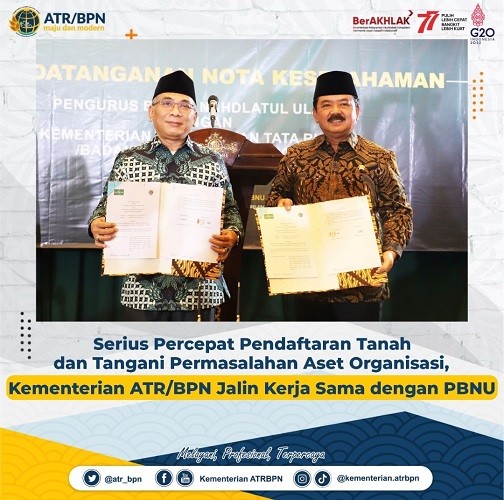 Kementerian ATR/BPN Bantu PBNU Legalisasi 5 Juta Bidang Lahan