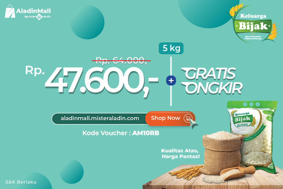 Cuma di AladinMall by Mister Aladin, Beras Premium Rp47 Ribuan! (FOTO: MNC Media)