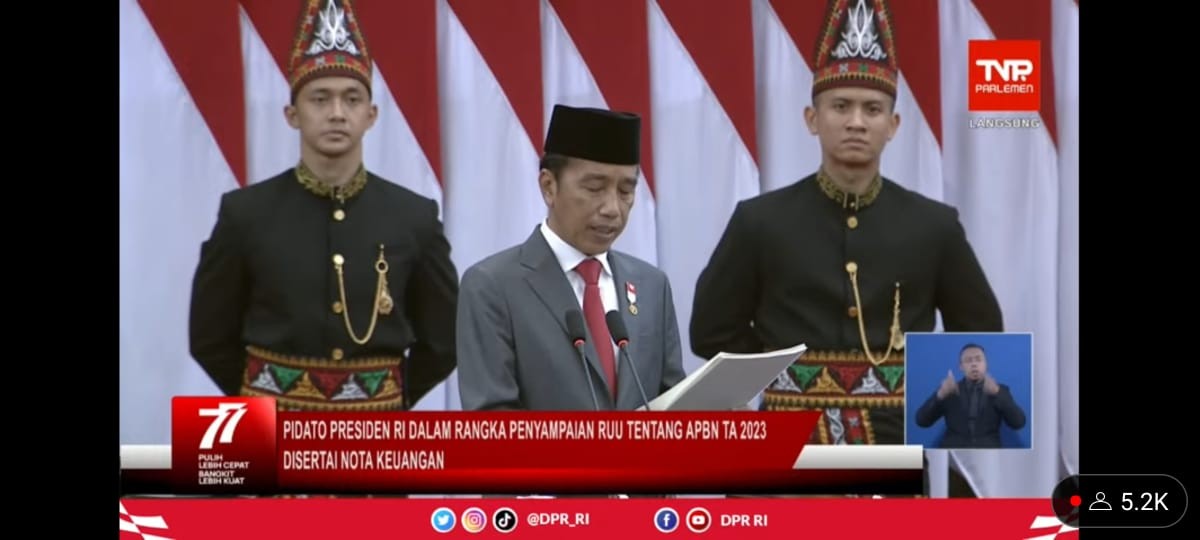 Jokowi Minta RI Waspada, Pertumbuhan Ekonomi Global Diproyeksi 2,9 Persen Tahun Depan. (Foto: Tangkapan Layar Youtube DPR RI)