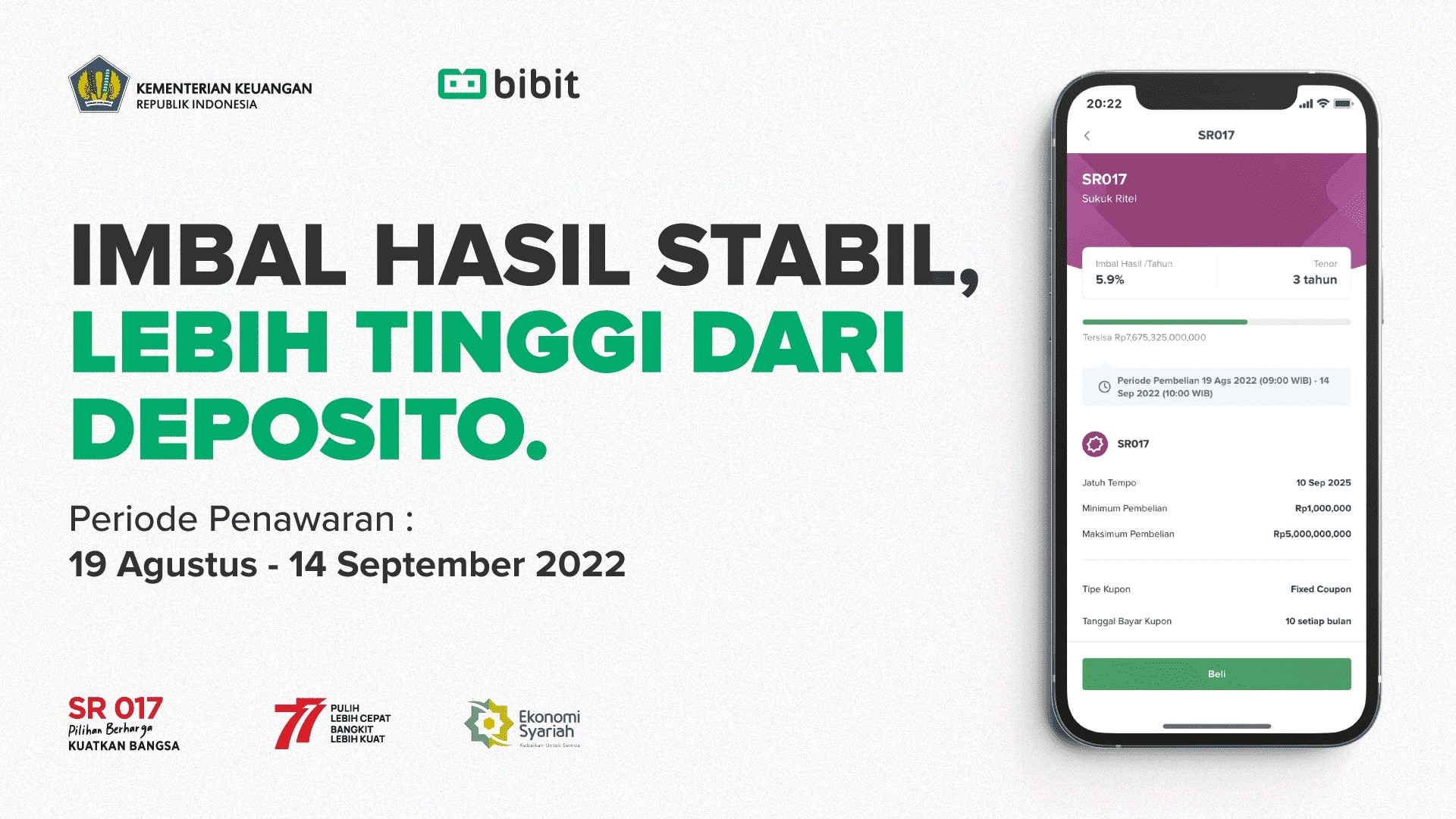 SR017 Tawarkan Keuntungan Investasi Tertinggi. (Foto; Bibit/Adv)