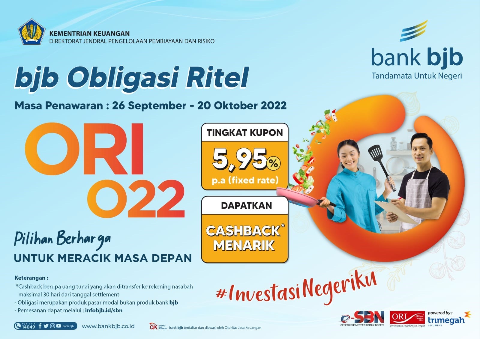  bjb Obligasi Ritel ORI 022, Kupon Menarik dengan Penawaran Mulai Rp1 juta hingga Rp5 Miliar. (Foto: Bank bjb/Adv)