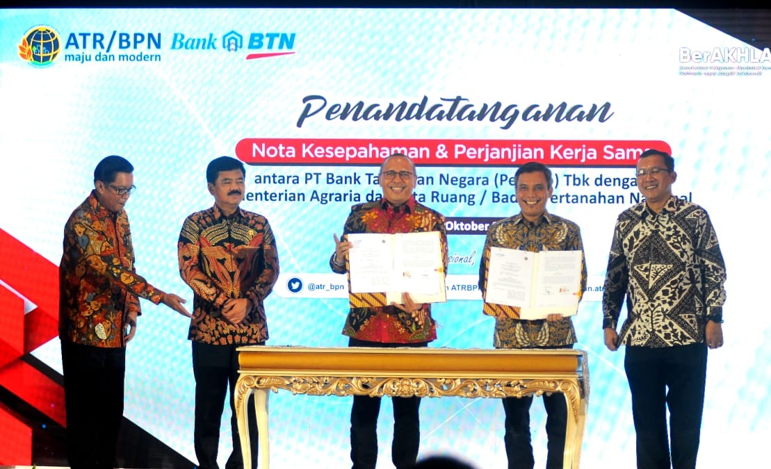 Kementerian Agraria dan Tata Ruang/Badan Pertanahan Nasional (ATR/BPN) bersama Bank BTN menggelar kemitraan strategis terkait pertanahan.