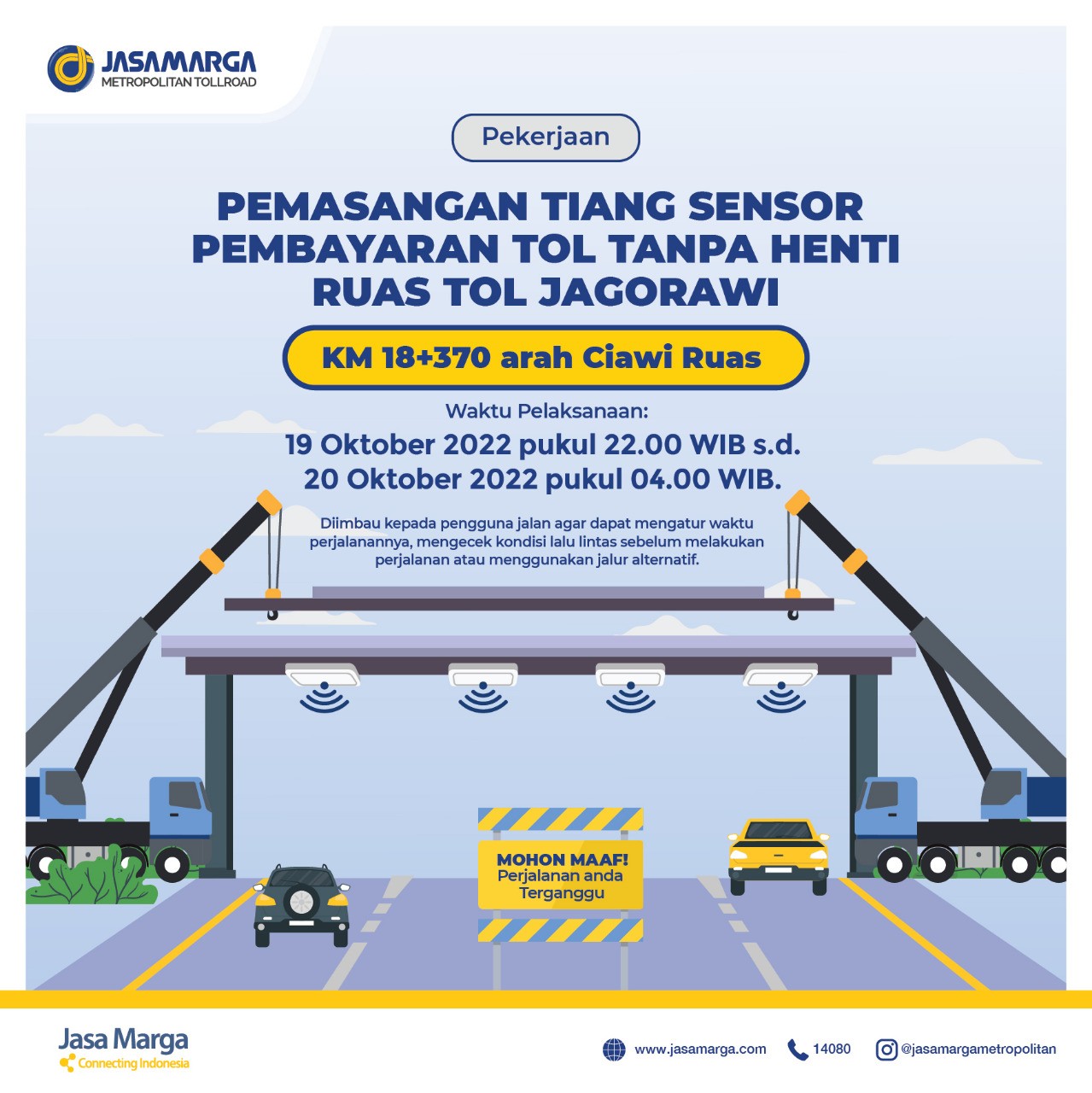 Waspada Macet, Ada Pemasangan Tiang Sensor Transaksi Nirsentuh di Tol Jagorawi   (Dok.MNC)