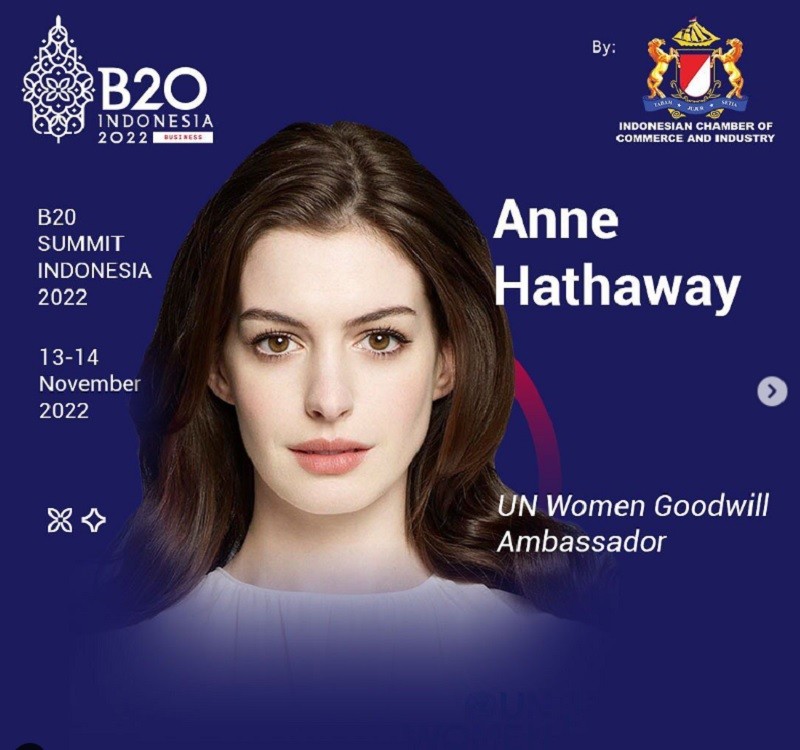 Anne Hathaway Dipastikan Jadi Pembicara di G20 Bali, Netizen Heboh. (Foto: MNC Media).