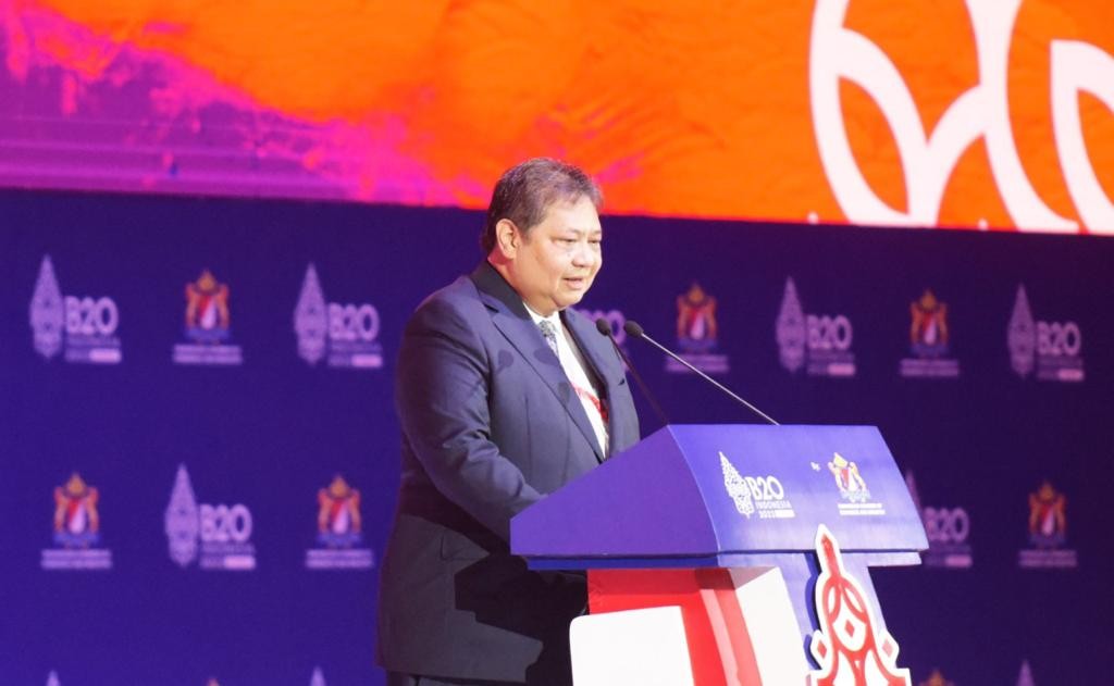 Bicara di B20, Airlangga Ungkap Faktor yang Bisa Jadi Pondasi Ekonomi Pasca Pandemi. Foto: MNC Media.