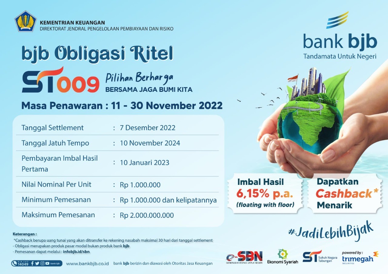 Pesan ST009 di bank bjb, Dapat Imbal Hasil dan Cashback Menarik. (Foto: Dok bank bjb)