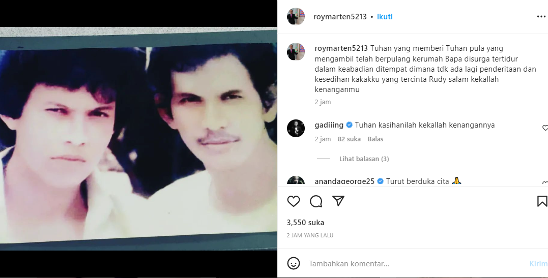 Kepergian Rudy Salam membawa duka mendalam untuk para anggota keluarga.