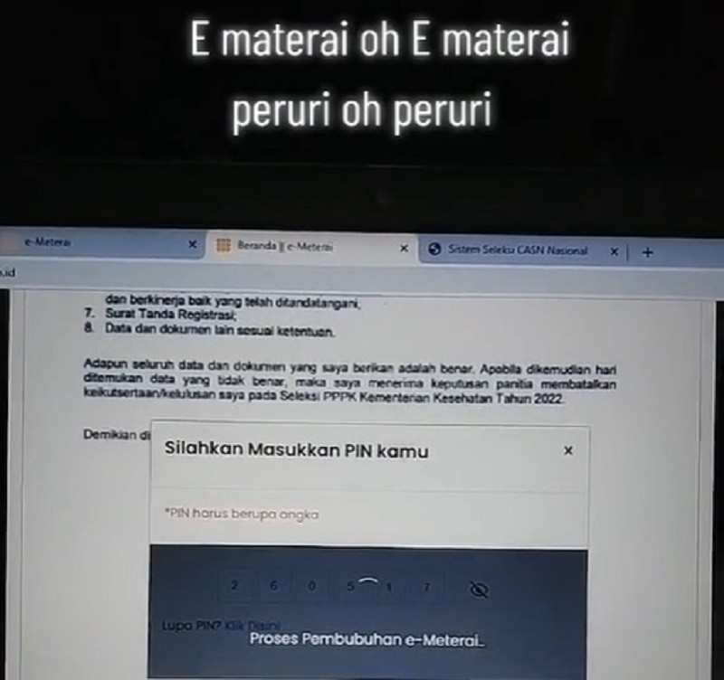 Cara Mengembalikan Kuota E-Meterai yang Hilang Karena Gagal Unggah. (Foto: TikTok @Dinarpramilih).