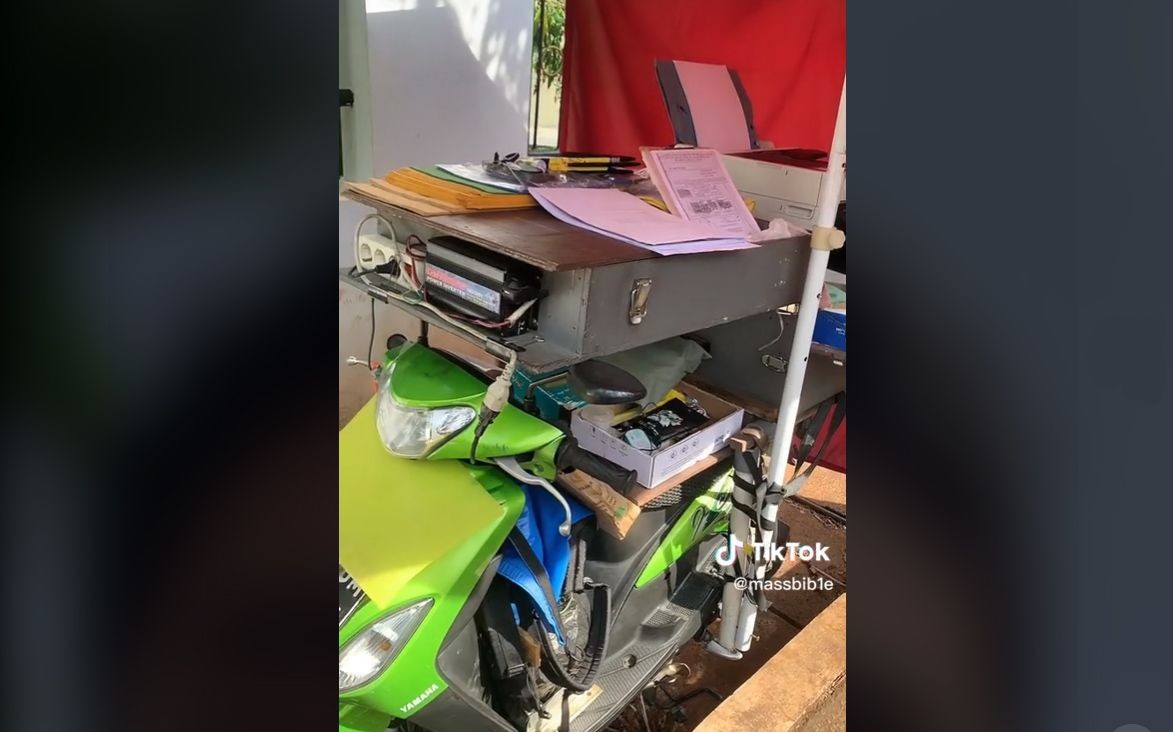 Viral Yamaha Mio Dimodifikasi untuk Jasa Fotokopi Keliling, Ini Penampakannya (Dok. Screenshot TikTok)