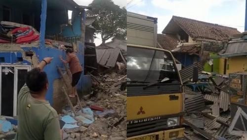 Gempa Dahsyat di Cianjur, Diduga Banyak Korban Luka dan Bangunan Rusak Berat. (Foto: Tangkapan layar/MNC Media)