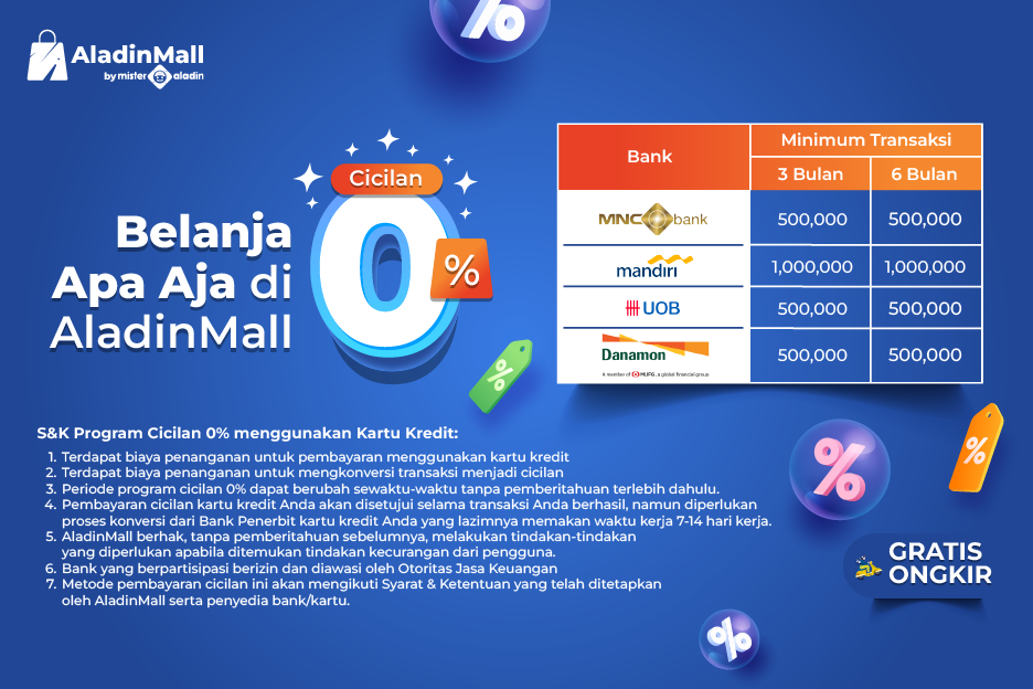 Belanja di AladinMall Lebih Ringan dengan Cicilan 0 Persen, Begini Caranya. (Foto: MNC Media)
