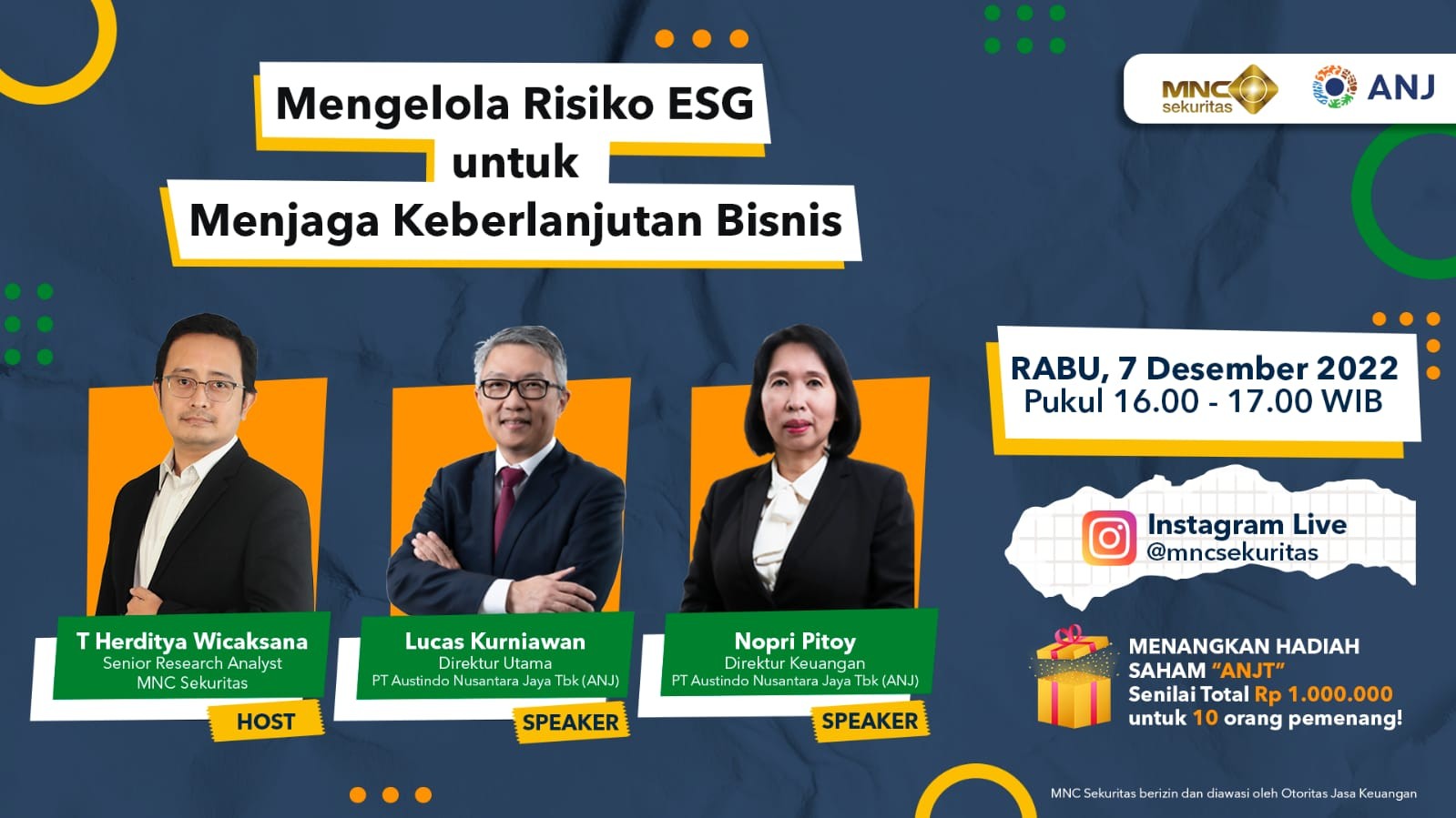 Jangan Lupa Saksikan IG Live MNC Sekuritas x ANJ Pukul 16.00 WIB (FOTO:MNC Media)