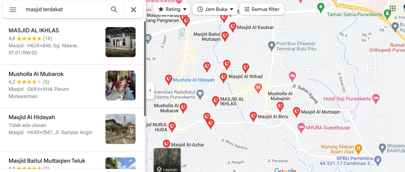 Cara Mencari Masjid Terdekat