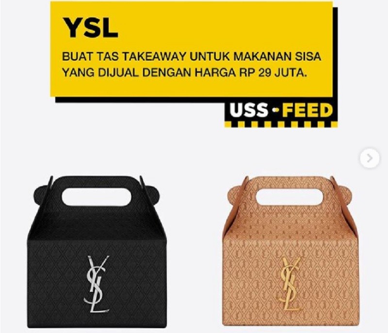 Viral, Tas Takeaway 'Makanan Sisa' YSL Dijual Seharga Rp29 Juta. (Foto: Instagram @ussfeeds).